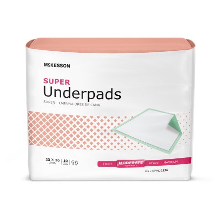 McKesson Disposable Underpad: Super 23 X 36 Inch Fluff / Polymer Moderate Absorbency