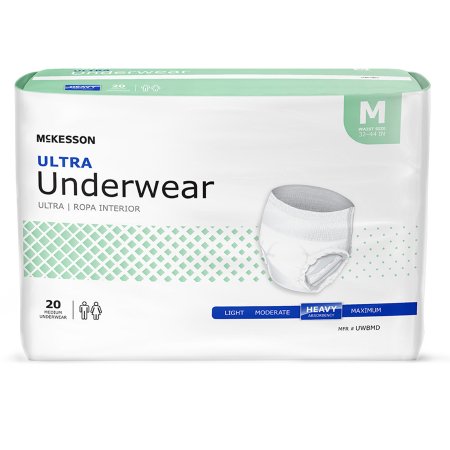 Unisex Adult Absorbent Underwear McKesson Ultra Pull On with Tear Away Seams-MEDIUM