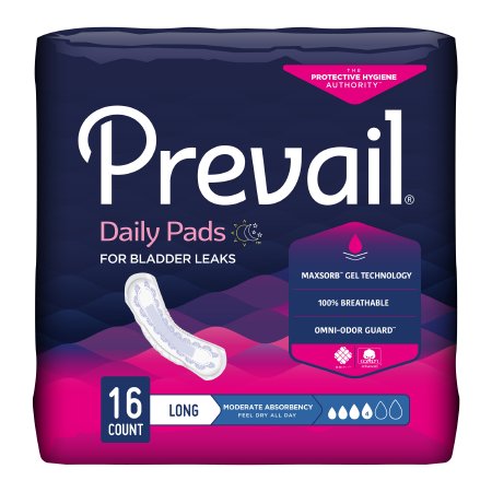 Prevail Women's Bladder Control Pad- LONG Moderate Absorbency 11"