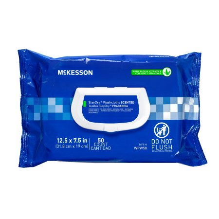 McKesson Personal Cleansing Wipe StayDry® Soft Pack Scented Case of 12-50 Count packss