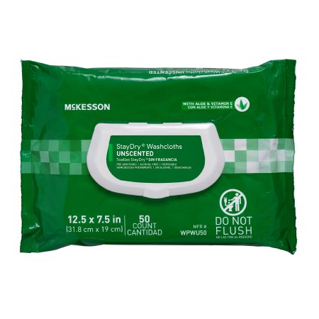McKesson Personal Cleansing Wipe StayDry® Soft Pack UNScented Case of 12-50 Count packss